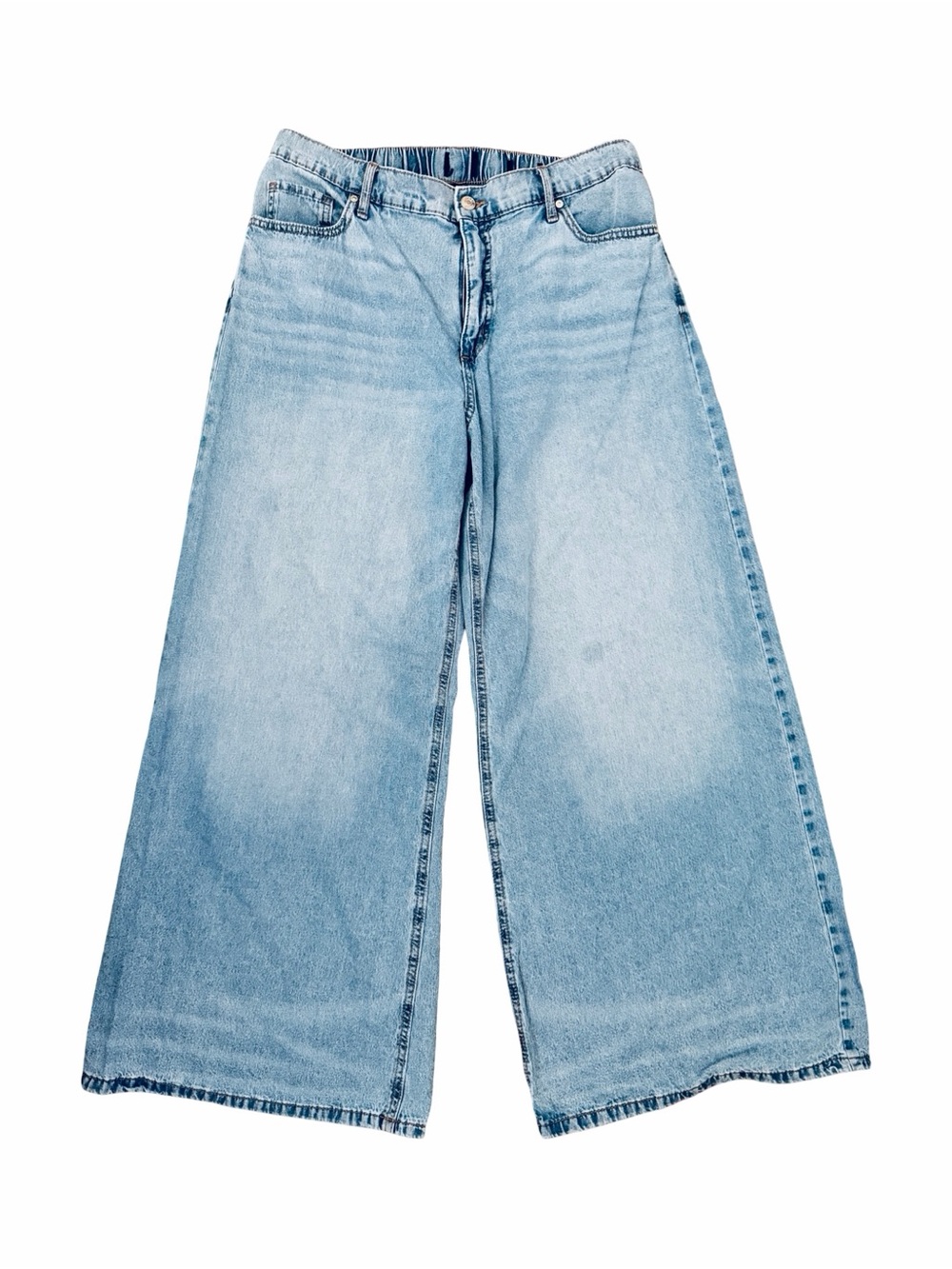 High-Rise Light Blue Wide-Leg Women's Jeans - Picture 3 of 5